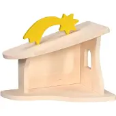 Holztiger Houten Speelgoed - Boerderij - Kerststal - 40X25X27,8Cm - Met Kerstster - Handgemaakt