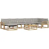 vidaXL Buiten bank set 8 st Wit en Lichtgrijs Massief Acacia Hout