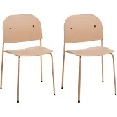 Beliani WINDUST - Set van 2 eetkamerstoelen - Beige - IJzer