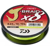 Daiwa J-Braid Grand X8, 135 meter, 0,1 mm, 7 kg / 15,43 lbs, chartreuse (groen-geel), Rond gevlochten vislijn, artikelnummer 12797-010