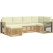Syfax Buiten bankenset 6 pcs Wit en crèmekleurig Polyester