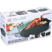 Alpina Braadslede - Ovenschaal Rechthoekig - 39,5x22,5x10,8cm - 5.5L - RVS - Zwart