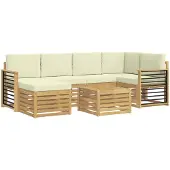 Syfax Buiten bankenset 7 pcs Wit en crèmekleurig Polyester