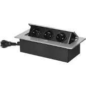 ORNO Ingebouwde Schuko-stopcontact, , 1,5 meter, zilver/zwart