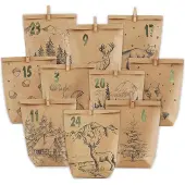 Sonstiges Adventskalender om te vullen, met 24 kerstzakjes, gemaakt van kraftpapier