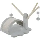 PawHut Kattenmeubel met rustplaats en krabpaal, model D30-100, kattenboom, spaanplaat, pluche, lichtgrijs, 38 x 38 x 40 cm