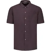 No-excess Shirt short sleeve with linen, garm dark brown