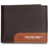 Cotton Belt Portemonnee voor heren, van echt leer, tweekleurig (zwart en bordeaux), met een riem van katoen in de kleuren zwart en bordeaux. Afmetingen: 11x9x2 cm. Artikelnummer: K19055P030-BLACK_BORDO