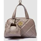 La Fiera Dames Gequilt Kleine Handtas in Neutrale Toon