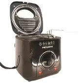 PROGRESS PACKAGING EK2969PBLKVDE Compacte 1L Mini Friteuse - Verwijderbare antiaanbak kookmand, Gemakkelijk te reinigen, Antislip, Instelbare temperatuurregeling, Aanrecht frietpan, Geurreducerend filter, 950W