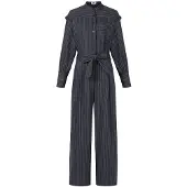 FRNCH Vigan jumpsuit gestreept schouderdetails en strikceintuur