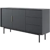 Selsey Viviaro Kast - 154 cm Zwart - tweedeurs met drie lades