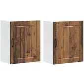 vidaXL Keukenwandkasten 2 st Lucca oud houtkleurig bewerkt hout