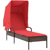 vidaXL Ligstoel met luifel bruin poly rattan