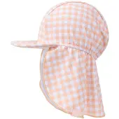 Swim Essentials - zonnehoedje - 0-4 jaar - UV kap - Uv nekbescherming - Oranje - Blokjesprint