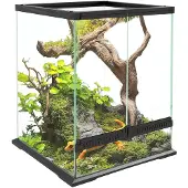PawHut Terrarium für Reptilien Reptil Fütterungsbox mit Anti-Flucht-Design, Belüftung 120L Glasterrarium mit Kabelmanagement für Amphibien Spinne Metall Schwarz 45 x 45 x 60 cm