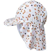 Swim Essentials - zonnehoedje - 0-4 jaar - UV kap - Uv nekbescherming - kaki - Luipaardprint