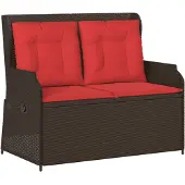vidaXL Ligbank voor in de tuin met kussens bruin poly rattan