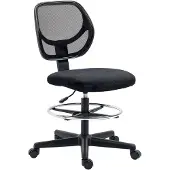 Happiq Tekeningstoel Ergonomisch – Bureaustoel van Mesh & Schuim – Verstelbaar 93–113 cm – Zwart