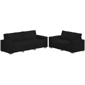 vidaXL 2-delige loungeset met kussens stof zwart