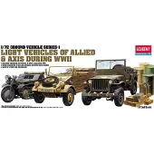 ACADEMY Modelbouwpakket Militaire voertuigen - 13416 Light Vehicles Allied - Axis WWII - Sd.Kfz.2 - Jeep Willy - Militaire Voertuigen Plastic - 1:72 - Modelbouw