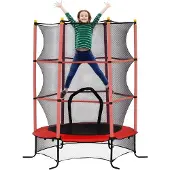Happiq Kindertrampoline Ø163 cm – Tuintrampoline voor Kinderen 3-10 Jaar – Rood