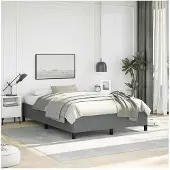 vidaXL Bedframe zonder matras donkergrijs 137x190 cm stof