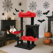 Famanu - Kattenboom 5-laags zwart, moderne krabpaal met klimtoren design
