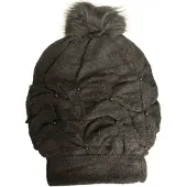 AWR Fashionable Warme Dames Muts / Beanie | Met Pom Pom - Zwart