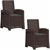 vidaXL Ligstoel Rieten Look 2 st Bruin en antracietkleurig PP