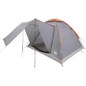 vidaXL Kamperen tent 4-persoons Grijs en Oranje Polyester en Staal