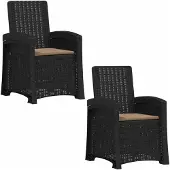 vidaXL Ligstoel Rieten Look 2 st Antracietkleurig en taupe PP