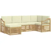 vidaXL Buiten bank set 6 st Wit en crèmekleurig Polyester