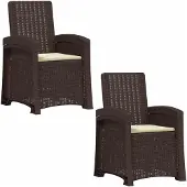vidaXL Ligstoel Rieten Look 2 pcs Bruin en crèmekleurig PP