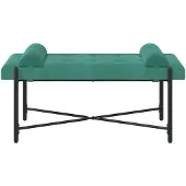 vidaXL Knopgestoffeerde Bank met Kussens Turquoise 110 x 40 x 46 cm