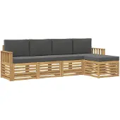 vidaXL Buiten bank set 5 st Wit en antracietkleurig Polyester