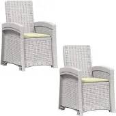 vidaXL Ligstoel Rieten Look 2 pcs Wit en crèmekleurig PP