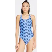 Adidas Logo Graphic V-back Swimsuit Blauw 38 Vrouw
