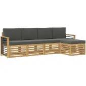 vidaXL Buiten bank set 5 st Wit en antracietkleurig Polyester