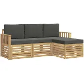 vidaXL Buiten bank set 4 st Wit en antracietkleurig Polyester