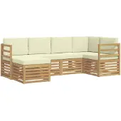 vidaXL Buiten bank set 6 st Wit en crèmekleurig Polyester