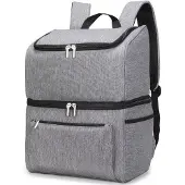 Famanu - Koelrugzak 21L, dubbeldekker thermotas voor lunch of picknick – Grijs