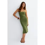 Gina Tricot  - 90s midi dress - midi jurken - Groen - XS - Dames