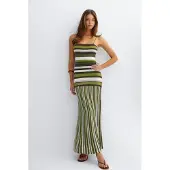 Gina Tricot  - Multistripe knitted dress - Gebreide jurken - Groen - M - Dames