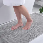 Famanu - Zachte microvezel badmat 40 x 60 cm, antislip, wasbaar, lichtgrijs
