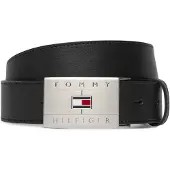 Tommy Hilfiger Riem 'Flag Plaque' zwart / zilver