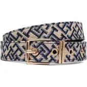 Tommy Hilfiger Riem 'Double Keeper Buckle' taupe / marine / opaal / goud