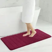 Famanu - Traagschuim badmatten, absorberend, antislip, wasbaar, 60 x 90 cm, wijnrood