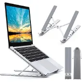Famanu - Verstelbare laptopstandaard aluminium met warmteafvoer tot 17.3 inch zilver