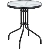 B2X Tuintafel rond - 60cm - gehard glas, staal - zwart
